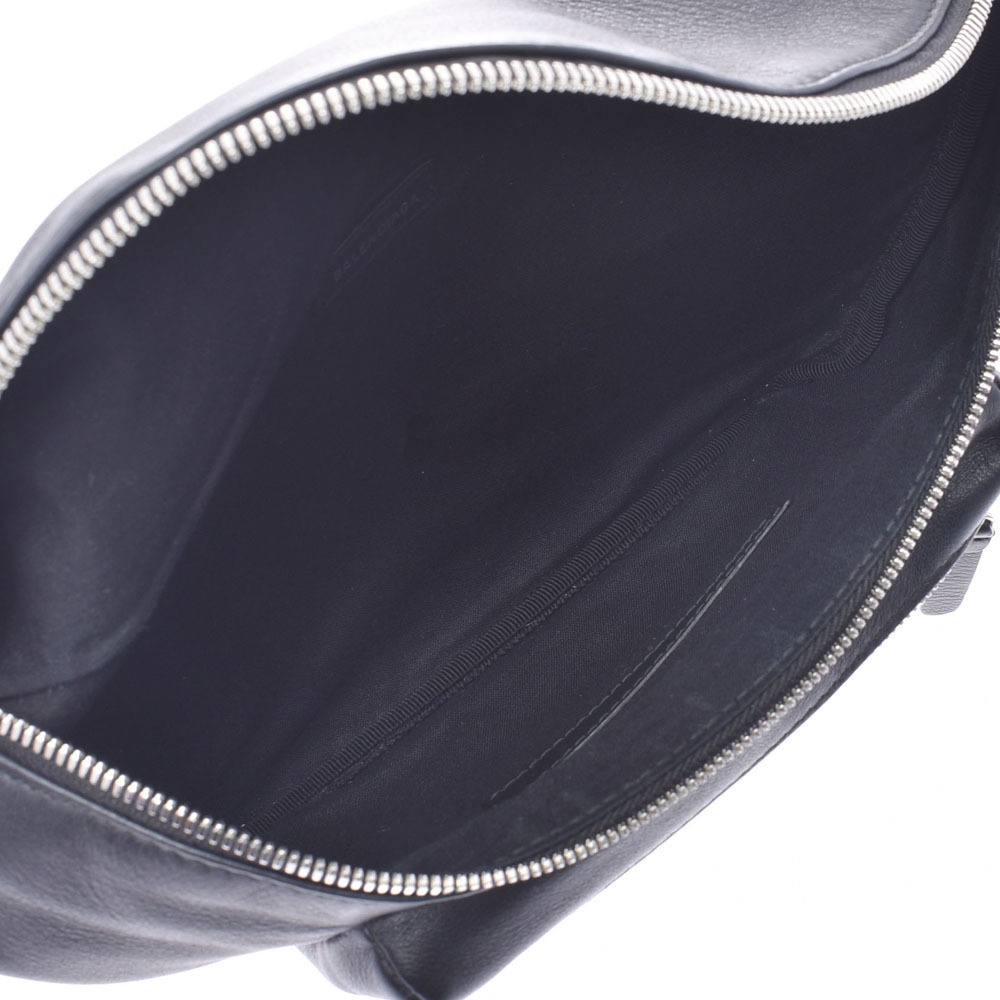 BALENCIAGA Logo Belt Bag Body Crossbody Black White Leather Waist - Picture 10 of 11